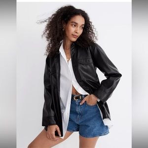 NWOT Madewell Faux Leather Oversized Shirt-Jacket